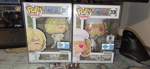 One Piece - Sanji And (CC) Charlotte Pudding LE 9500 Funko Pops + Protectors