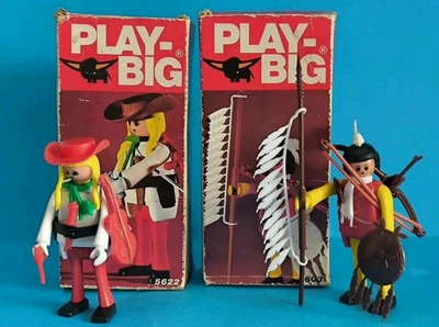 Lot Boîtes Play-big,Figurines Anciennes Playbig,Far West, Vintage - Photo 1/3