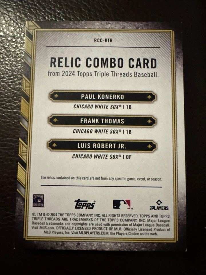 2024 三线 Paul Konerko Frank Thomas Luis Robert Jr 组合遗物 3/3 SSP — 第 2/3 张图片
