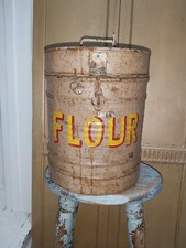 VINTAGE INDIAN METAL FLOUR BIN / STORAGE