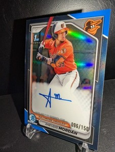 2024 Bowman Aneudis Mordan 1st Chrome Prospect Auto Blue Refractor /150 RC AU