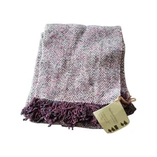 Vintage 80's MRM Handmade Woven  Fiber Art Highland Tweed Fringe Scarf NWT 