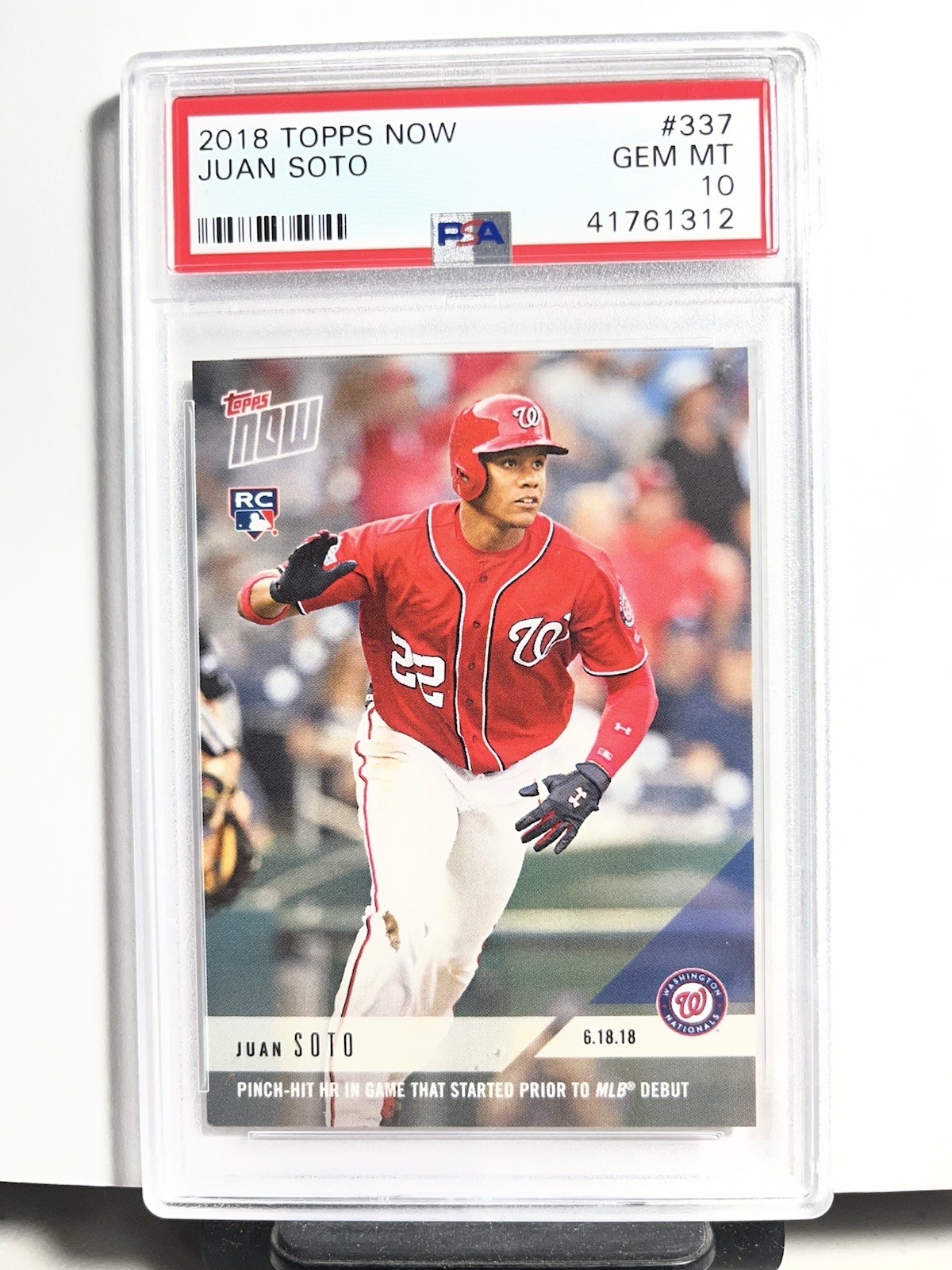 2018 Topps Now Juan Soto #337 Rookie RC Pinch-Hit HR PSA 10 GEM