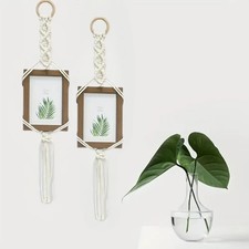 Macrame kit for hand weaving, 2 pcs wall mount tiebacks with frames for photos