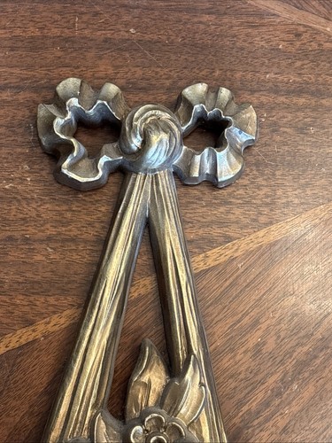 VTG MCM Syroco Dart 4967 Barbola Flower Basket 20.5” Gold Tone Wall Hanging 1964 - Picture 2 of 12