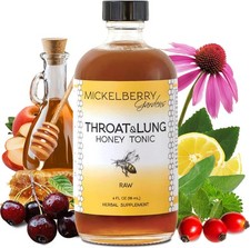 Mickelberry Gardens Throat & Lung Honey Tonic, Natural Cough Relief 4oz