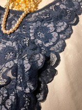 NEW Victoria's Secret VTG 80s-90s Gold Label High Cut Tanga Lace Panty M/L BLUE