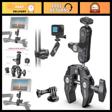 Camera Clamp Mount with 360  Ballhead Magic Arm, Double Ball Head Adapter for DS