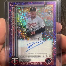 2025 Topps Chrome Update Zebby Matthews - Rookie Debut Auto Purple Speckle /299