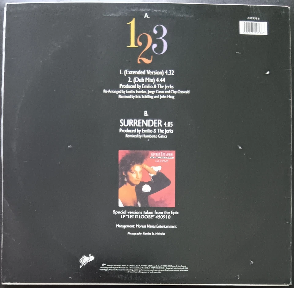 Gloria Estefan And Miami Sound Machine – 123 - 12" single near mint, cover VG - Image 2 of 3
