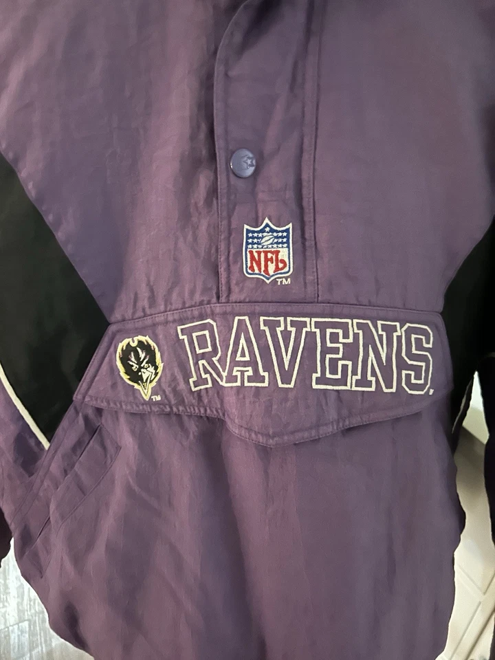 Chaqueta acolchada vintage Baltimore Ravens Starter XL con capucha media cremallera línea NFL Pro Foto 4 de 4