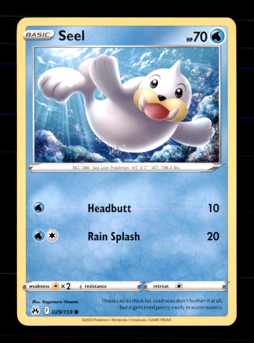 Seel 029/159 Common Crown Zenith Pokemon Near Mint