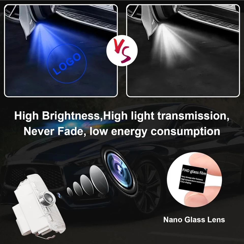 4 PIEZAS Logotipo de luz de puerta de coche sin desvanecimiento compatible para Infiniti, proyecto ultrabrillante Foto 3 de 4