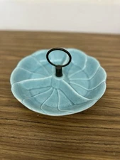 California USA 440 Pottery Candy Nut Divided Dish Mid Century USA Blue Aqua MCM 