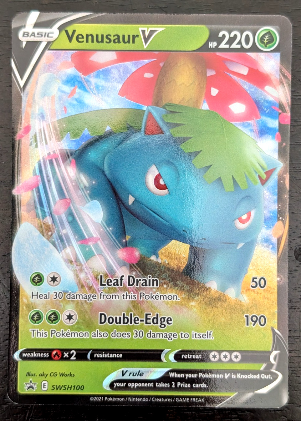 POKEMON ~ VENUSAUR V ~ SWSH100 ~ SWORD & SHIELD RARE HOLO PROMO CARD ~ NEAR MINT
