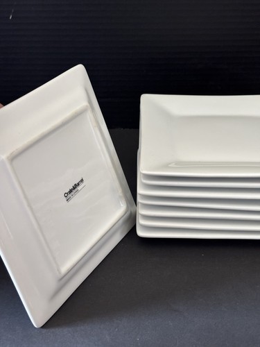 Set of 8 Crate & Barrel White Square Snack, Bread N Butter, Side Plates 6"× 6" - Picture 3 of 5