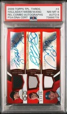 2009 Topps Triple Threads Relic Combo Auto Halladay Webb Wang PSA 8 NM-MT Auto 8