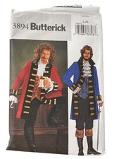 Butterick 3894 Pirate Costume Pattern Size Large-XL Lined Coat Vest Pants CUT