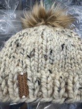 Infant Wool Beanie, Chunky Ripped Toque With Faux Fur Pom