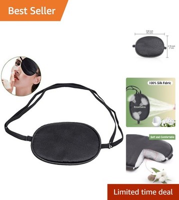 Soft, Smooth Adjustable Silk Eye Patch for Comfortable Vision Correction - Black