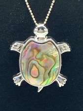 Multicolor Abalone Turtle Pendant Necklace With Lobster Closure