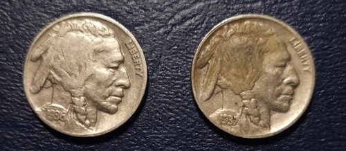 1936-P and 1937-P 5C Indian Head Buffalo Nickels