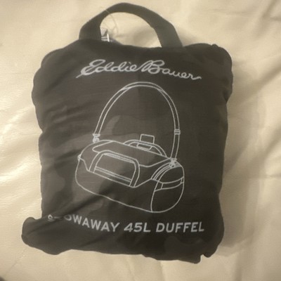 Eddie Bauer Stowaway 45L Duffle, Camouflage Duffle Bag NWT Camo Dark Grey  Black