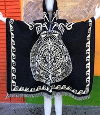Poncho Blanket Aztec Warrior Art Hooded Andes imports Fall OSFA