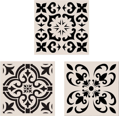 3x 12x12 Mandala Tile Stencils for Floor Wall Wood Reusable Craft New