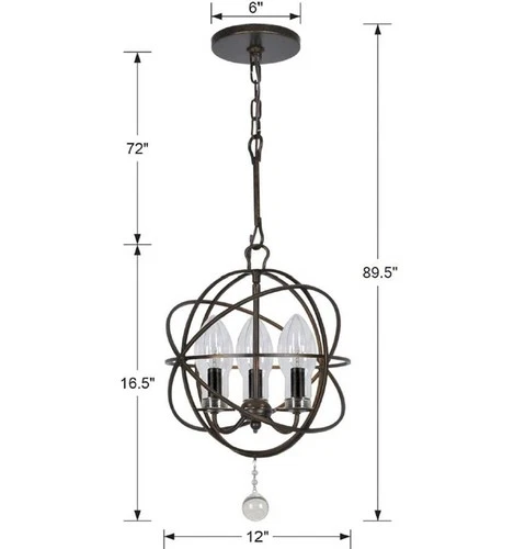 Solaris 12"W English Bronze 3-Light Outdoor Mini Chandelier - Picture 6 of 6