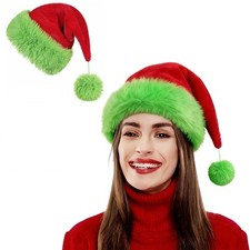 Velvet Plush Santa Hat For Adults Christmas New Year Festive Party Supplies