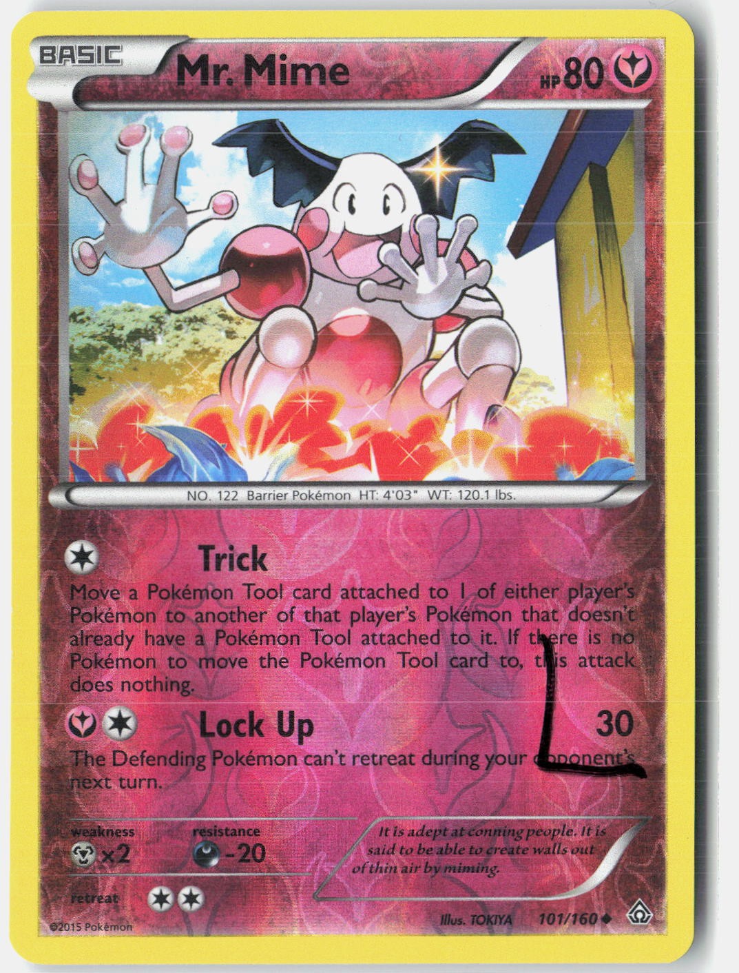 Mr. Mime 101/160 Uncommon Primal Clash Pokemon Reverse Holo Lightly Played