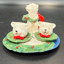 Christmas Polar Bears Resin Miniature Tea Set - VTG