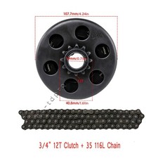 Centrifugal Clutch 3/4" Bore 19mm 12Tooth 35 Chain Go Kart Quad ATV Mini Bike
