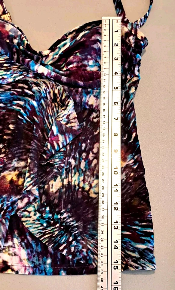 Top de baño St. Tropez Tankini para mujer 8 sujetador acolchado púrpura azul blanco Foto 4 de 4