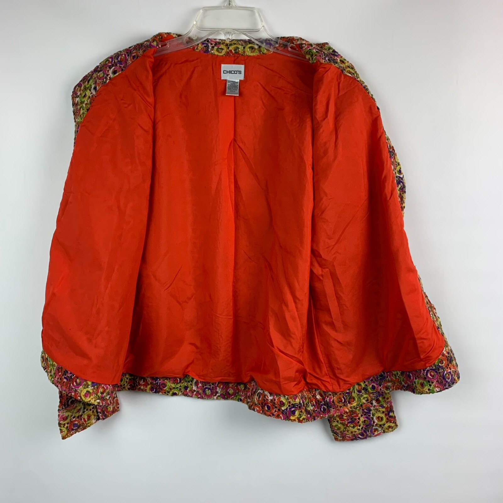 Chico's Jacket Orange Multi Collared Buttons Long… - image 3