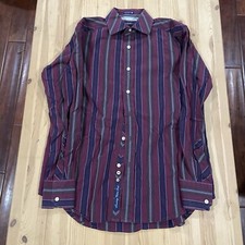 Robert Graham Double Button Shirt Medium Multicolor Striped Flip Cuff