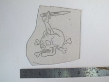vtg 1960s 70s Tattoo Flash acetate stencil Skull Crossbones Arm Dagger SK1