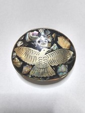 Vintage Mexico Abalone Inlay Western Americana Belt Buckle Eagle Bird