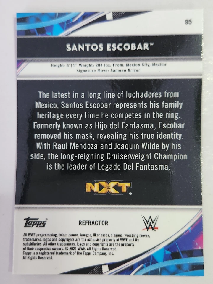2021 WWE Topps FINEST REFRACTOR #95 SANTOS ESCOBAR - Image 2 of 2