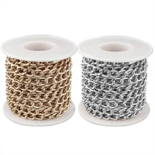 5m/Roll Aluminium Twisted Curb Chains Unwelded Chain With Spool Jewelry 5~15mm