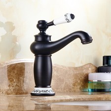 Oil Rubbed Bronze Single Ceramic Handle Bathroom Sink Mixer Tap Basin Faucet