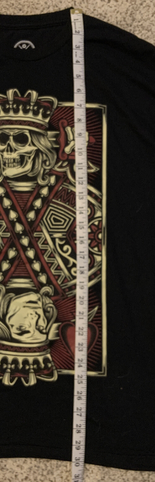 Skull King of Hearts Playing Card Black T-Shirt Men's Size XL UNISEX ODM