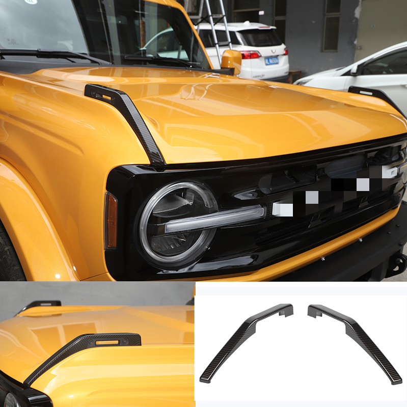 For Ford Bronco 2021+Engine Hood Hinge Cover Decor trim Accessories Carbon fiber