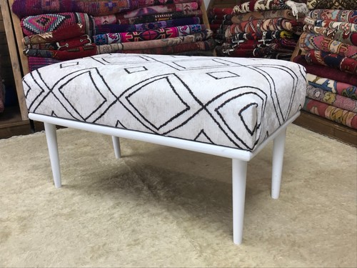 Reposapiés otomano tapizado hecho a mano Kilim piano entrada dormitorio banco - Imagen 5 de 22