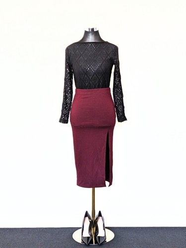 Zalora Black Sheer Lace Crew Neck Top Mesh Long sleeves Tee Shirt - Picture 7 of 11