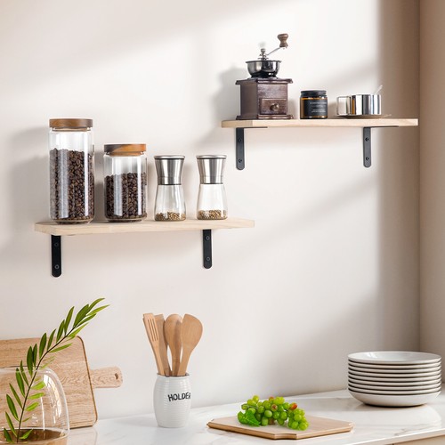 2 PACK Wood Floating Shelves for Wall Decor Farmhouse Bathroom Storage Shelves - Picture 25 of 37