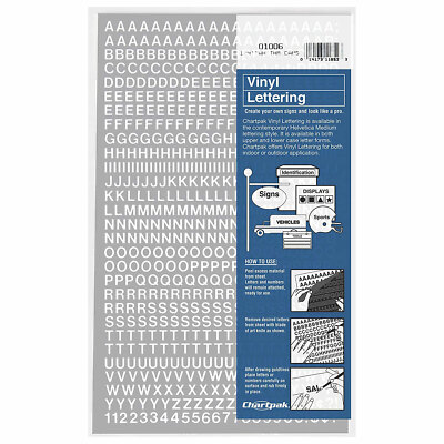 Chartpak 01006 1/4'' White Self-Adhesive Vinyl Lettering Capital Letters & Number