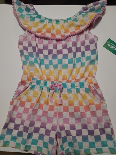 New GIRLS MULTI-COLOR Sleeveless Lightweight RUFFLE ROMPER Jumpsuit SIZE 5