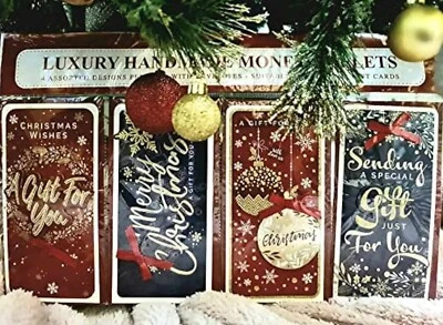 4 Pack Luxury Traditional 3D Christmas Money Wallets Magic Of Christmas Design